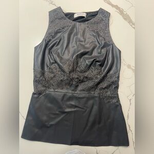 Bailey 44 Elegant Gray Lace Fox Leather Top